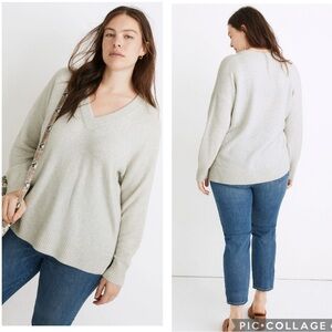 Madewell Bartlett V-Neck Coziest Yarn Sweater Wool Alpaca‎ Blend Heather Smoke S